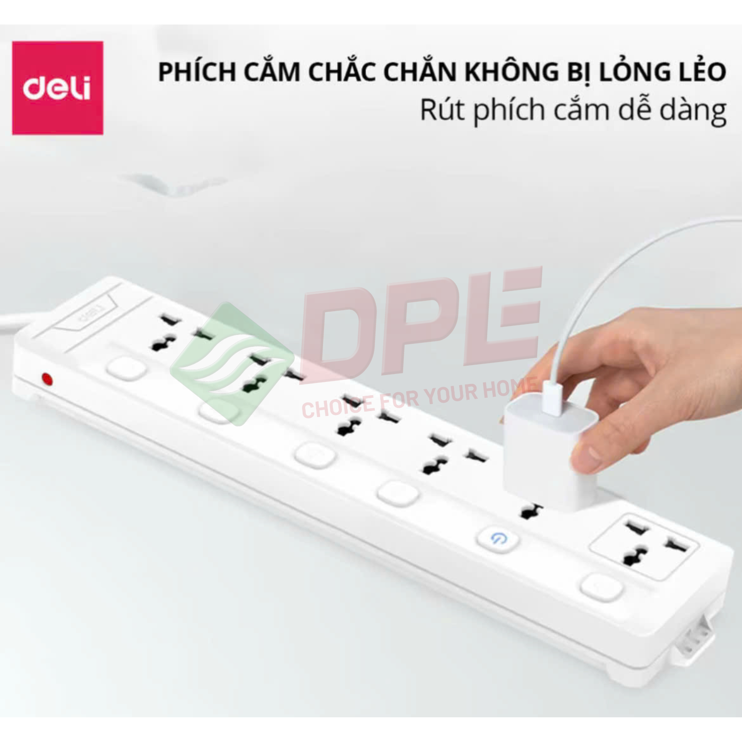 Ổ cắm điện 5 c&ocirc;ng tắc 5 nguồn ri&ecirc;ng d&acirc;y 5m - M&agrave;u Trắng