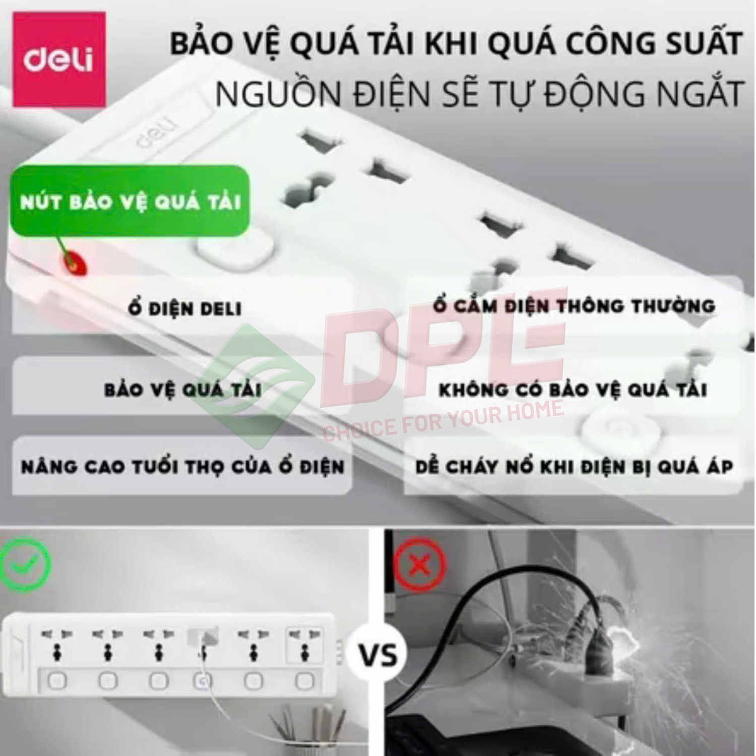 Ổ cắm điện 5 c&ocirc;ng tắc 5 nguồn ri&ecirc;ng d&acirc;y 5m - M&agrave;u Trắng