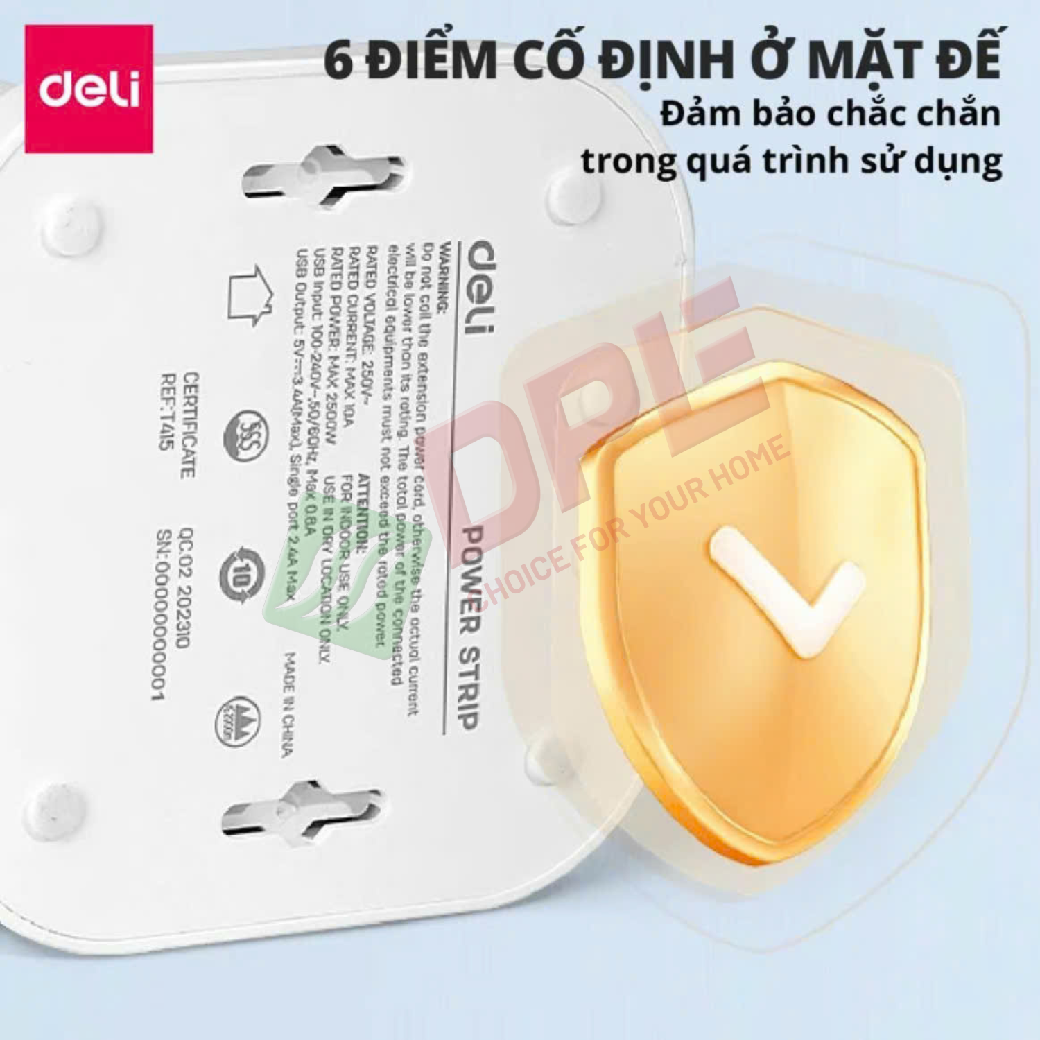 Ổ cắm trụ lập phương 4 c&ocirc;ng tắc 1 nguồn 2 USB 1 TypeC d&acirc;y 2,4m - M&agrave;u Trắng