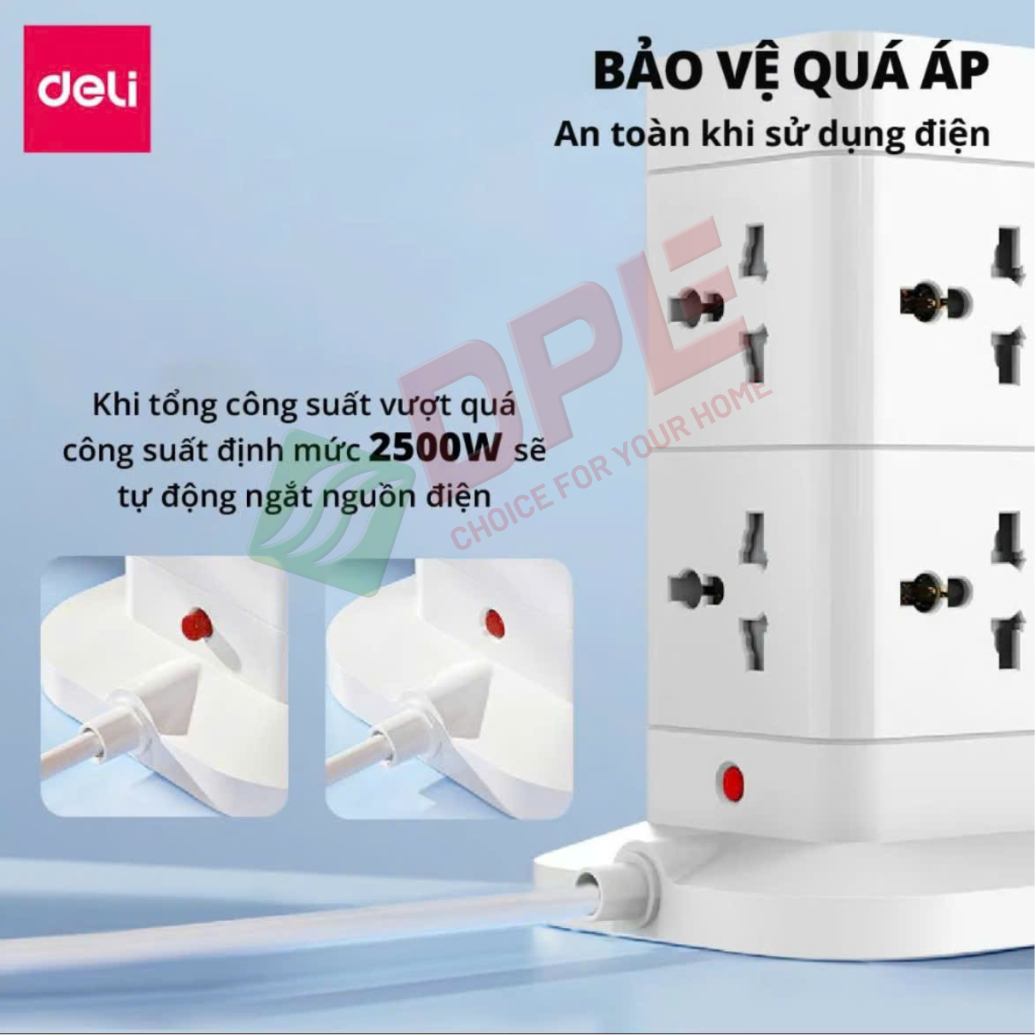 Ổ cắm trụ lập phương 4 c&ocirc;ng tắc 1 nguồn 2 USB 1 TypeC d&acirc;y 2,4m - M&agrave;u Trắng