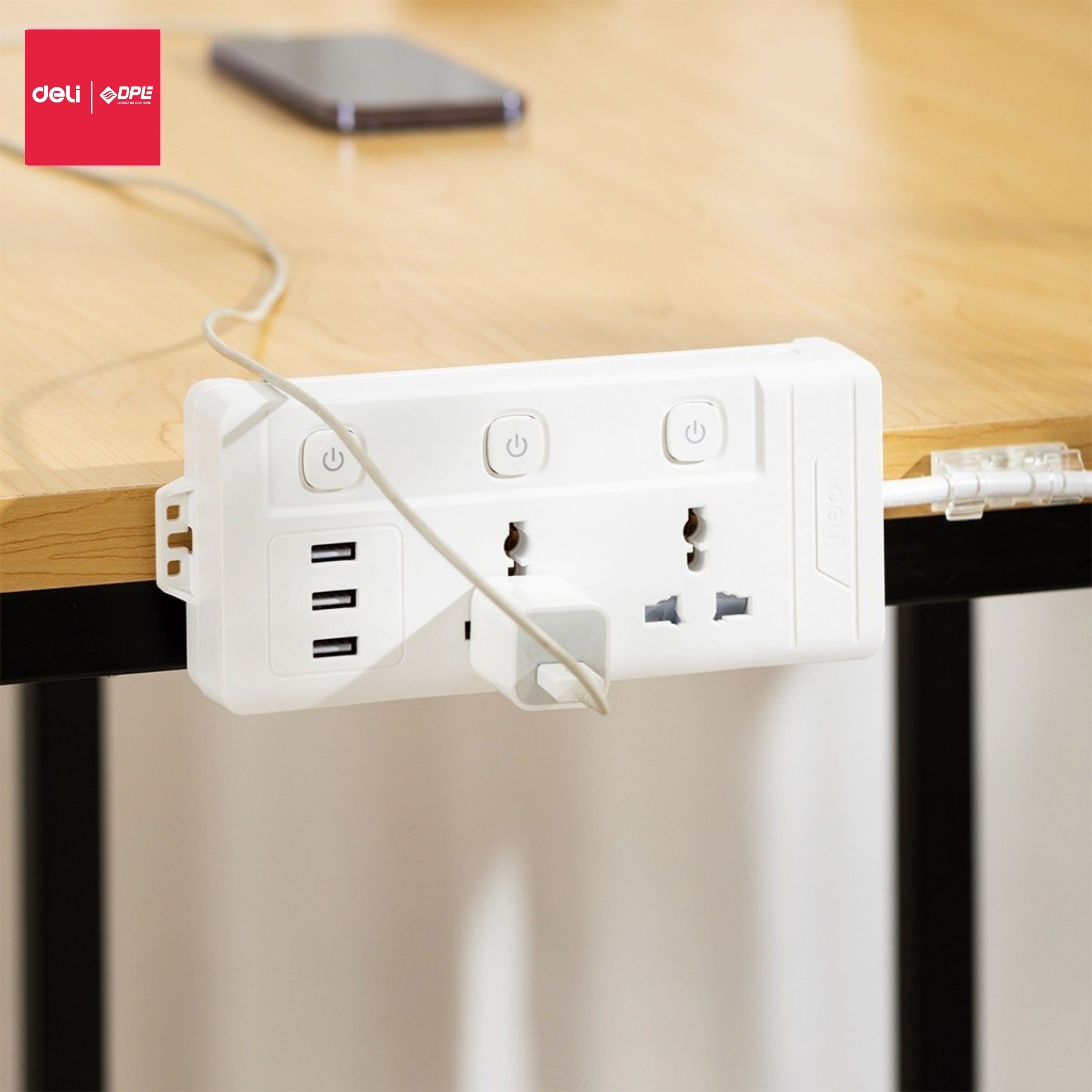 Ổ cắm điện 3 ổ + 2 USB + 1 TypeC 2.1A - M&agrave;u trắng