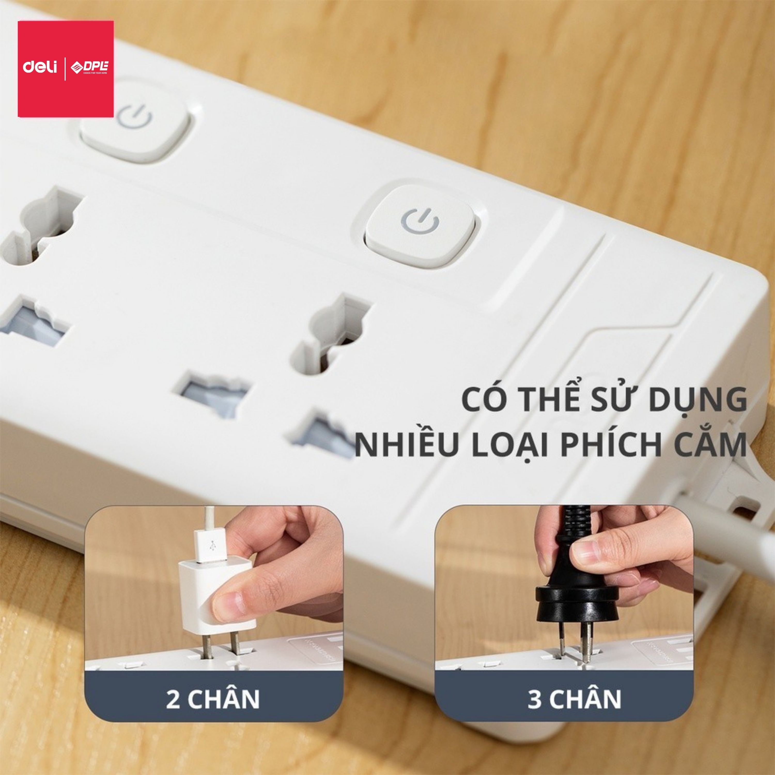 Ổ cắm điện 3 ổ + 2 USB + 1 TypeC 2.1A - M&agrave;u trắng