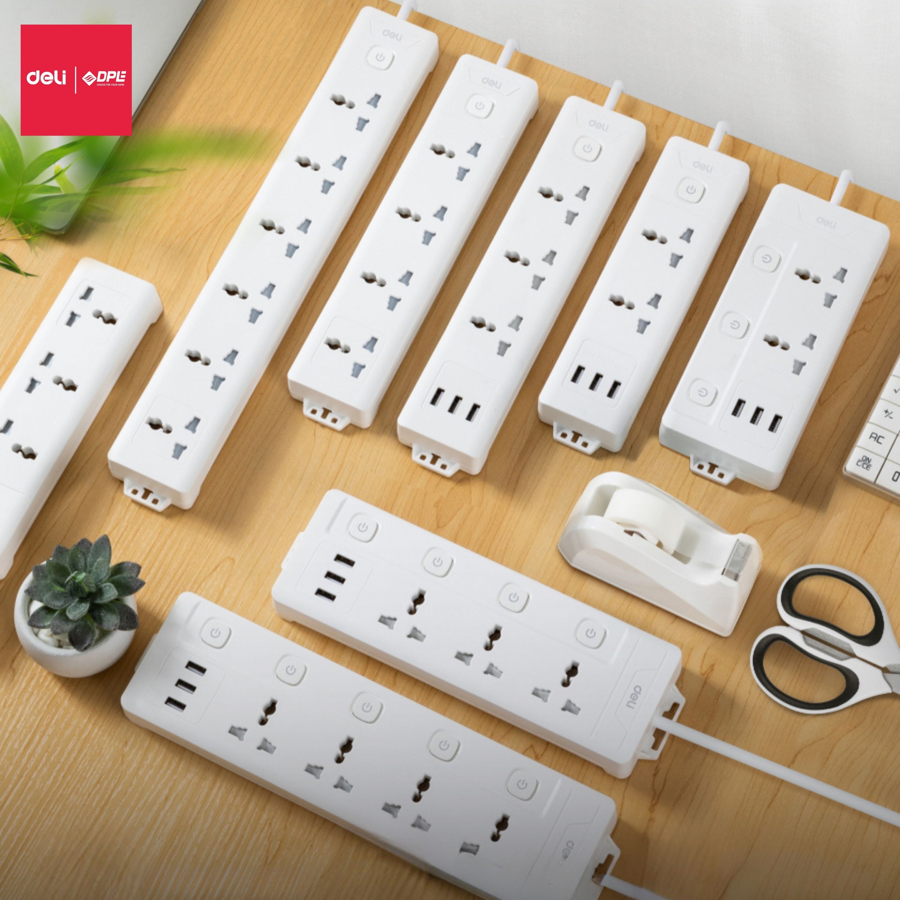 Ổ cắm điện 6 c&ocirc;ng tắc 1 nguồn d&acirc;y d&agrave;i 5m - M&agrave;u trắng