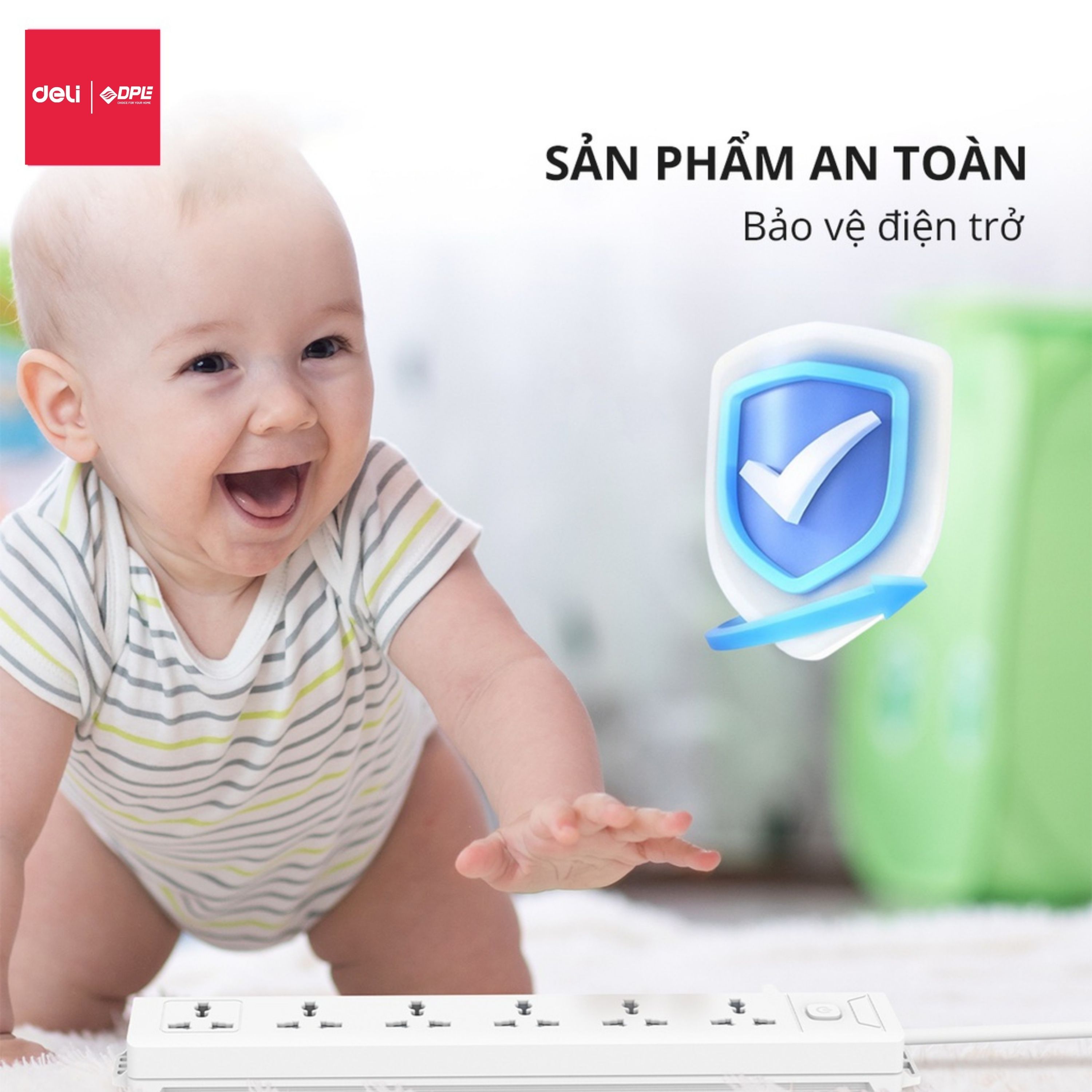 Ổ cắm điện 4 c&ocirc;ng tắc 1 nguồn d&acirc;y d&agrave;i 5m - M&agrave;u trắng