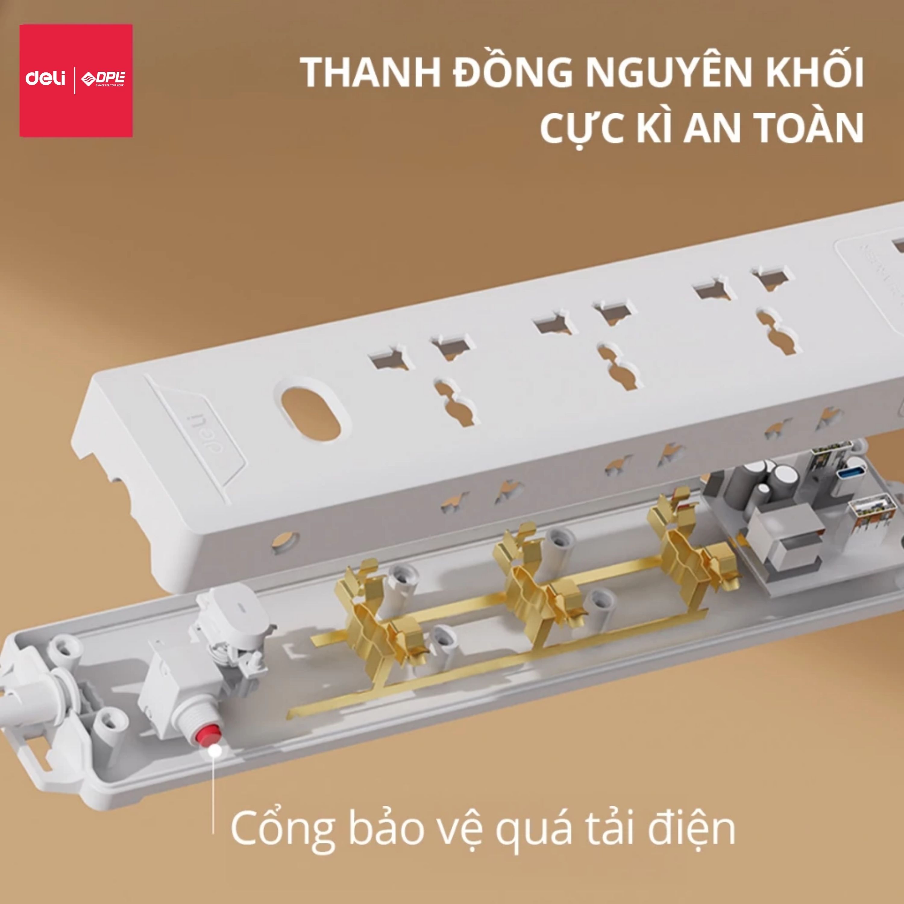 Ổ cắm điện 4 c&ocirc;ng tắc 1 nguồn d&acirc;y d&agrave;i 5m - M&agrave;u trắng