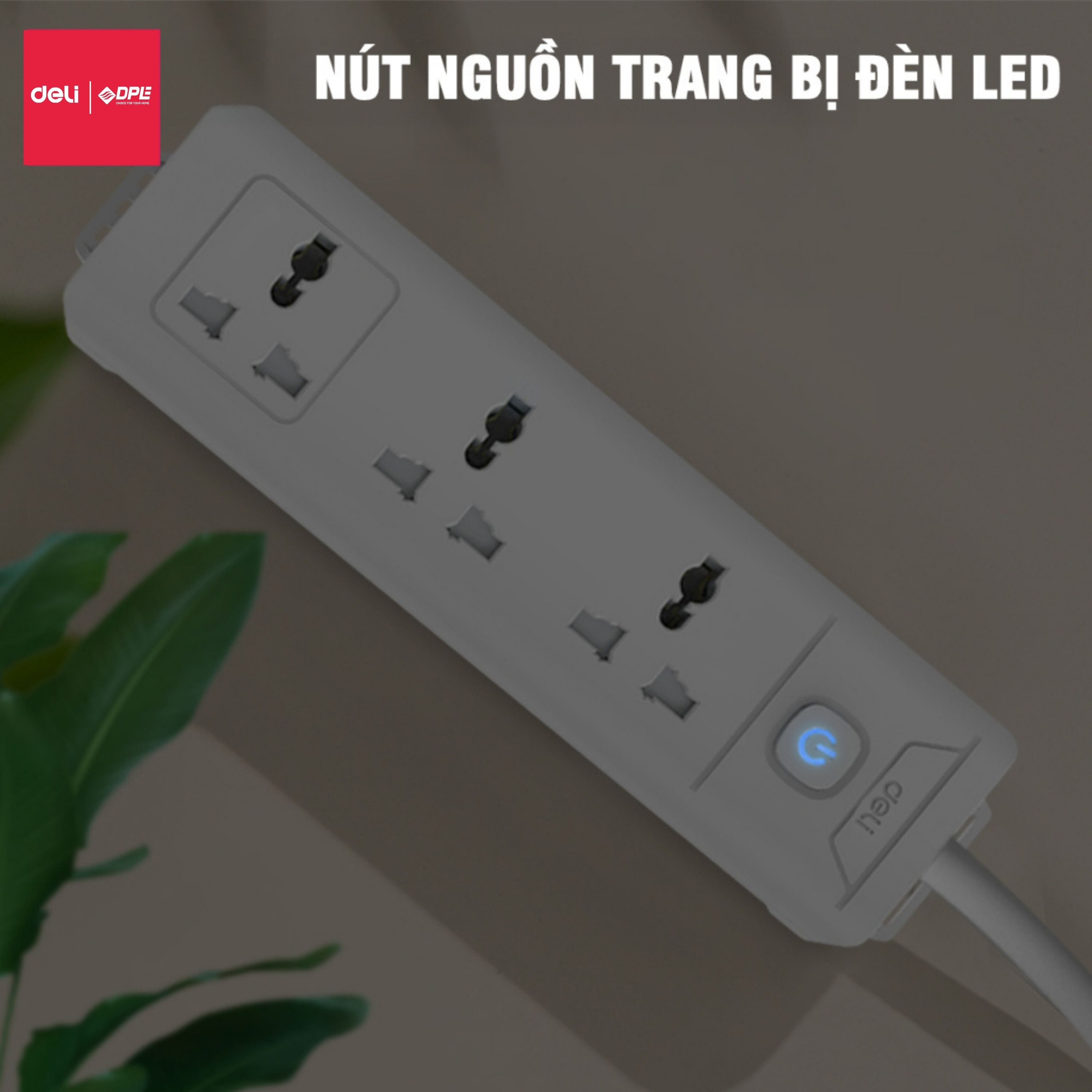 Ổ cắm điện 3 c&ocirc;ng tắc 1 nguồn d&acirc;y d&agrave;i 5m - M&agrave;u trắng