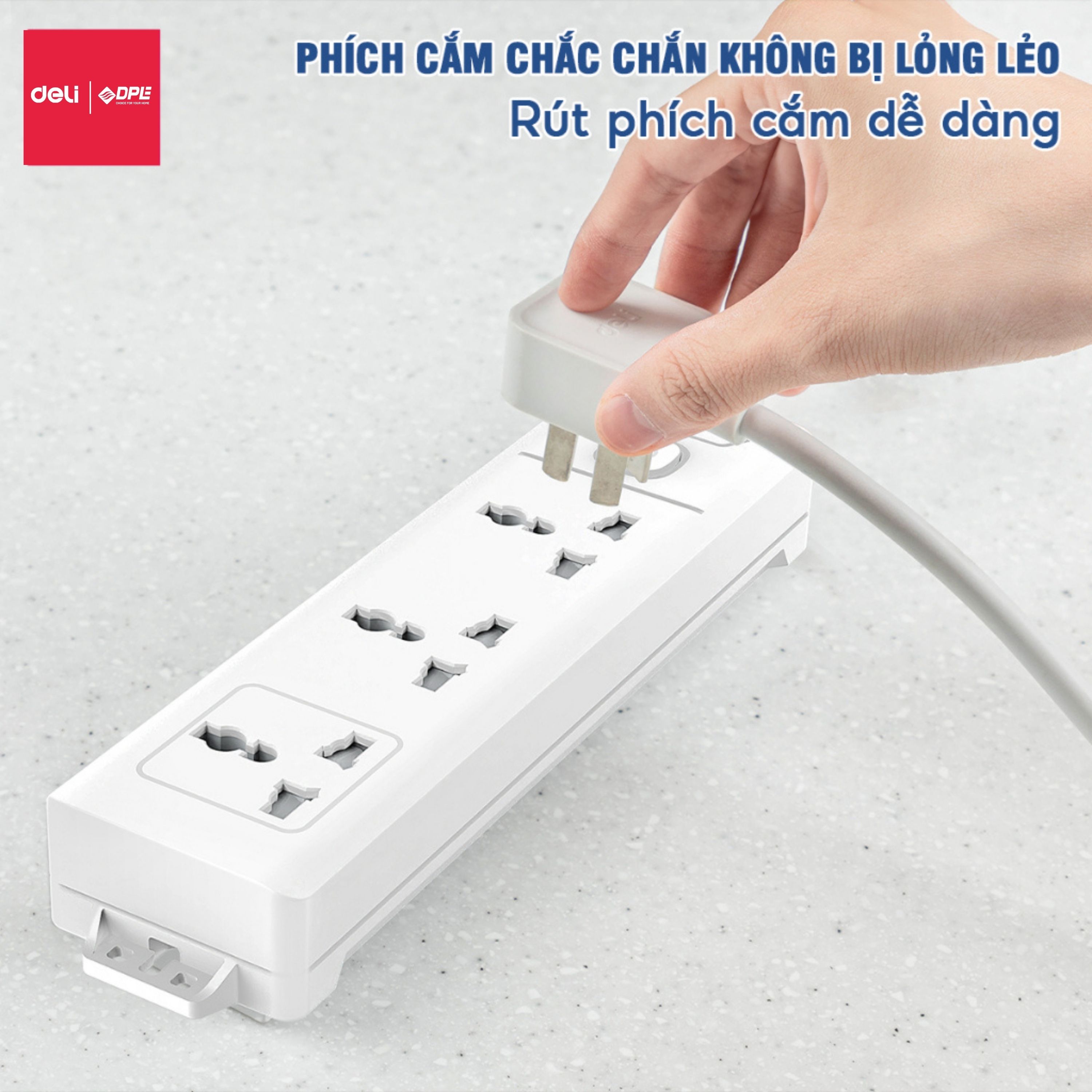 Ổ cắm điện 3 c&ocirc;ng tắc 1 nguồn d&acirc;y d&agrave;i 5m - M&agrave;u trắng