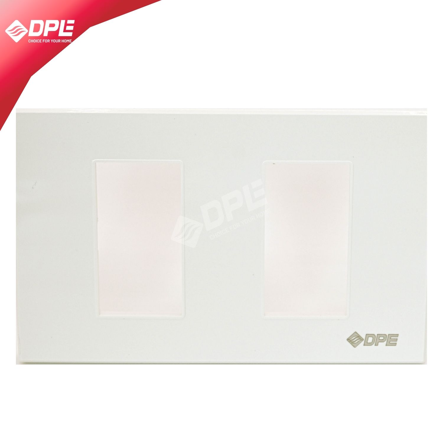 Mặt ổ điện 2 thiết bị m&agrave;u trắng sứ size S DPE-WA2S