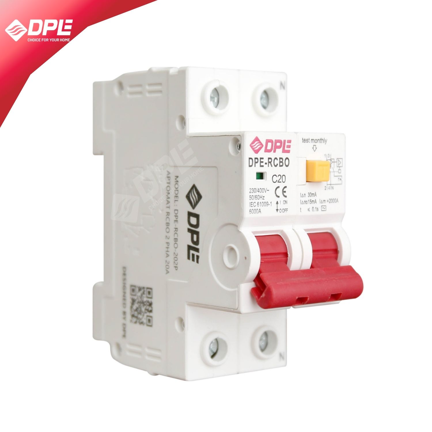 APTOMAT RCBO 2 PHA 20A DPE-RCBO-202P